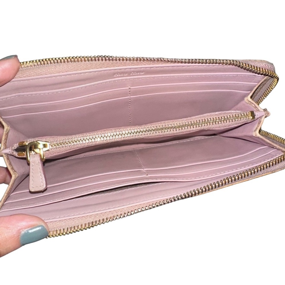 Miu Miu Embossed 2 Tone L Shape Zipper Wallet - image 8